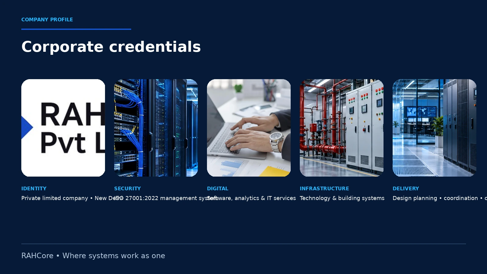 Corporate credentials infographic.