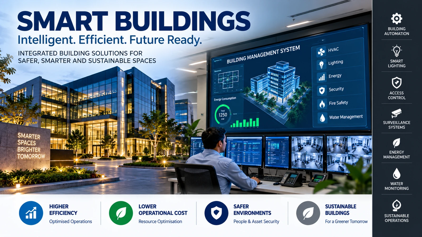 Smart buildings infographic.